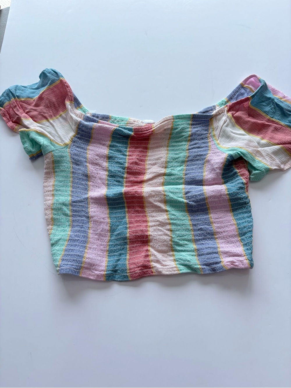 O'Neill Pastel Multi-Stripe Off-Shoulder Crop Top